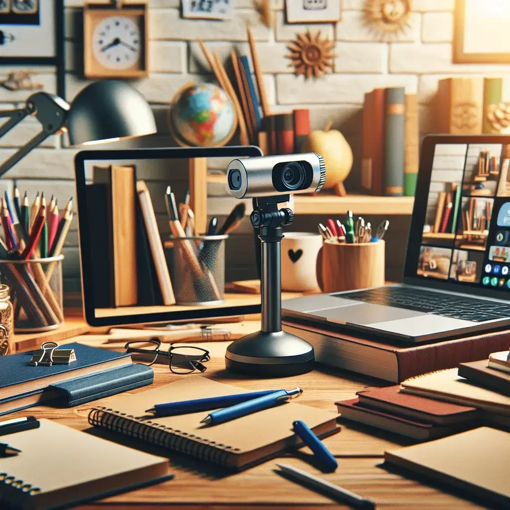 "Análise de câmeras de documento USB para educação remota: imagem mostrando diferentes modelos de câmeras USB, destacando suas características em um ambiente de aprendizagem online."
